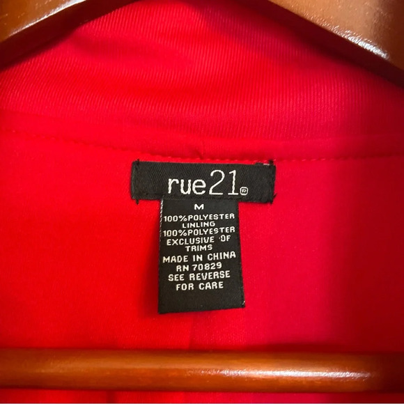 RUE 21 Women’s Red White Stripe 90’s Style Athletic Track Jacket Size Medium - Picture 3 of 13